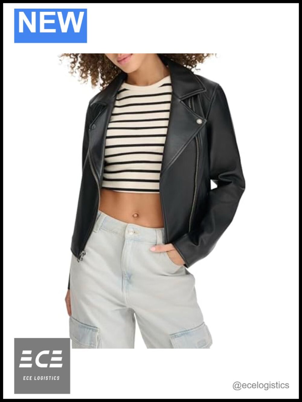 Faux Leather Clean Moto Jacket Cropped Snap Lapel Biker